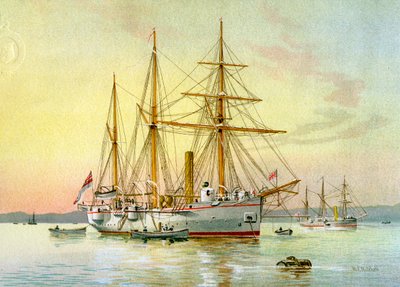 HMS Bramble, dělový člun Royal Navy 1. třídy, c1890-c1893. od William Frederick Mitchell