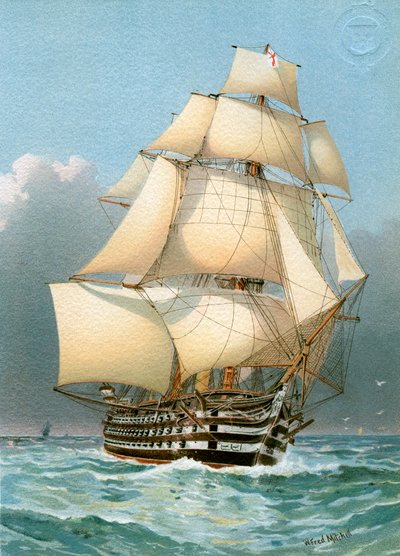 HMS Victoria, 121 dělová válečná loď Royal Navy, c1859 c1890-c1893. od William Frederick Mitchell