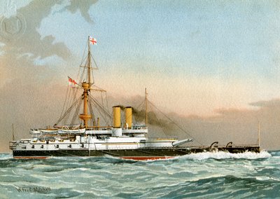 HMS Victoria, bitevní loď 1. třídy Royal Navy, c1890-c1893. od William Frederick Mitchell