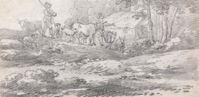 Krajina s postavami a dobytkem od William Frederick Wells