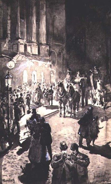 The Door of the Lyceum, Edinburgh (inkoust a čínská bílá) od William G. Burn-Murdoch