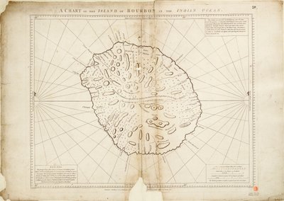 Mapa ostrova Bourbon v Indickém oceánu od William Gilbert