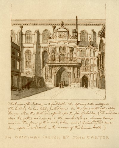 Jižní pohled na vchod do Guildhall, City of London, 18. století 1886. od William Griggs