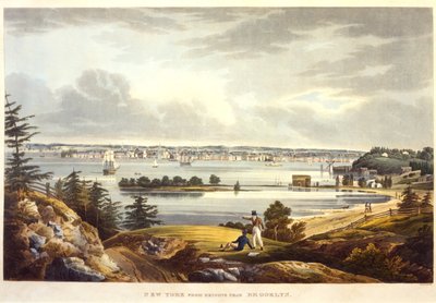 New York z Heights poblíž Brooklynu, vyryto Johnem Hillem, nedatováno (akvatinta) od William Guy Wall