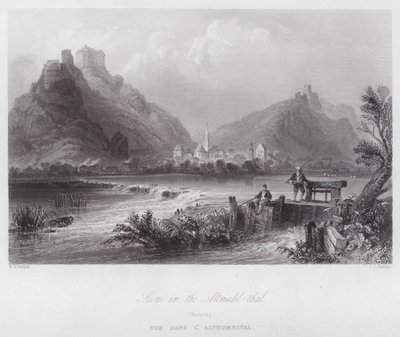Scéna v Altmuhl-thal, Bavorsko (rytina) od William H. Bartlett