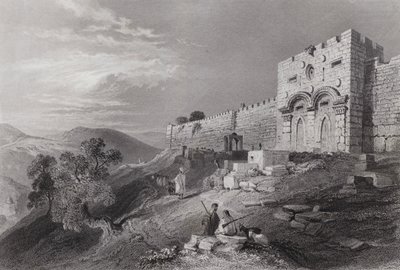 Zlatá brána, Jeruzalém (rytina) od William H. Bartlett