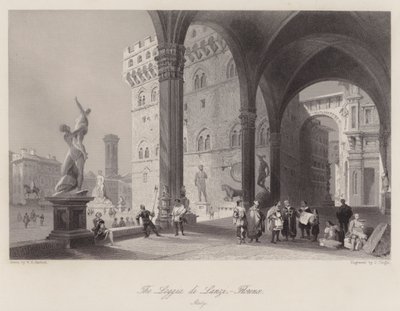 Loggia di Lanzi, Florencie, Itálie (rytina) od William H. Bartlett