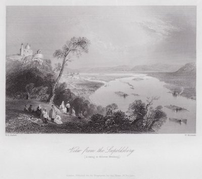 Pohled z Leopoldsbergu, při pohledu na Kloster Neuburg (rytina) od William H. Bartlett