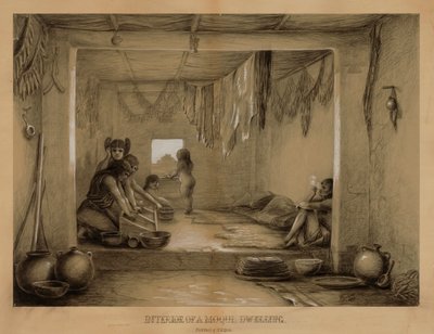 Interiér obydlí Hopi, konec 19.-začátek 20. století. od William H. Jackson