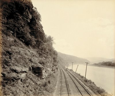 Cathedral Rocks, řeka Susquehanna u Meshoppenu, pro železnici Lehigh Valley Railroad od William H. Rau