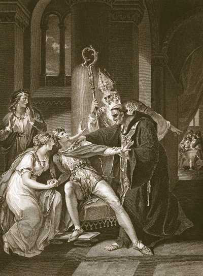 Edwy a Elgiva, vyryto Isaacem Taylorem, ilustrace z 