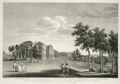 Pohled na dům a část zahrady ve West Wycombe, Buckinghamshire, vyryl William Woollett (1735-85) od William Hannan
