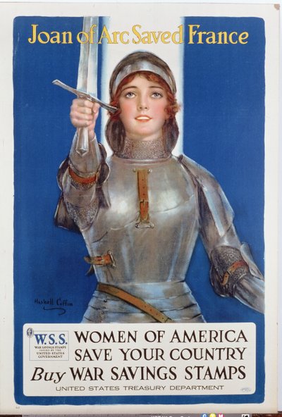 "Johanka z Arku zachránila Francii", plakát válečných spořicích známek Spojených států, 1918 od William Haskell Coffin
