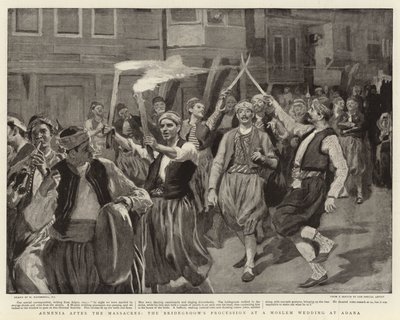 Arménie po masakrech, průvod ženicha na muslimské svatbě v Adaně od William Hatherell