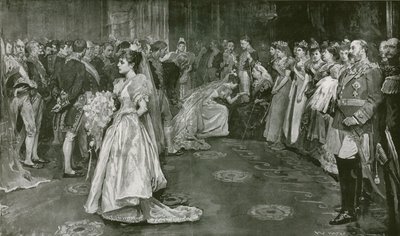 Salon Jejího Veličenstva v Buckinghamském paláci, okamžik prezentace od William Hatherell