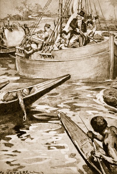 Poslední boj Mungo Parku proti domorodcům v peřejích Bussa od William Hatherell