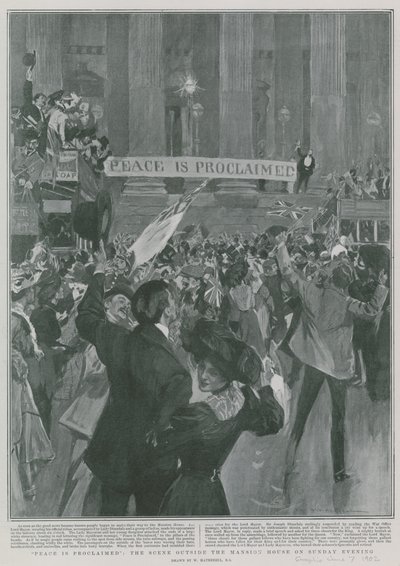 Mír je vyhlášen: Scéna před Mansion House v neděli večer od William Hatherell