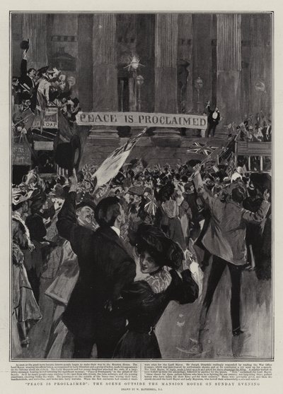Mír je vyhlášen, scéna před Mansion House v neděli večer od William Hatherell