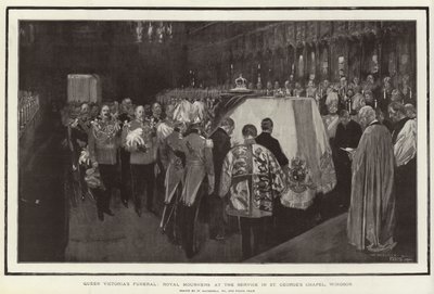Pohřeb královny Viktorie, Royal Mourners při bohoslužbě v kapli svatého Jiří, Windsor od William Hatherell