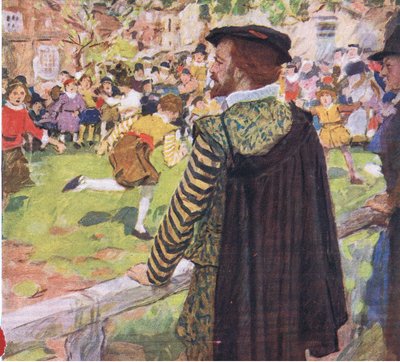Shakespeare sleduje děti, jak si hrají poblíž Temple Bar, z My Magazine, pub.1922 od William Hatherell