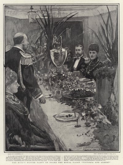 Královská večeře na palubě královské jachty Victoria and Albert od William Hatherell
