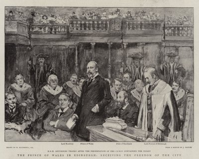 Princ z Walesu v Edinburghu, který obdržel Freedom of the City od William Hatherell