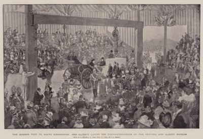 Návštěva královny v South Kensington, Její Veličenstvo položilo základní kámen Victoria and Albert Museum od William Hatherell