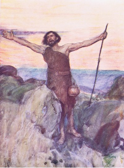 Hlas toho, kdo pláče v poušti, z The Bible Story vydané nakladatelstvím Hodder & Stoughton, kolem roku 1930 od William Hatherell