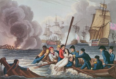 Anekdota o bitvě u Trafalgaru, vyrytá Matthewem Dubourgem (fl. 1813-20) z 