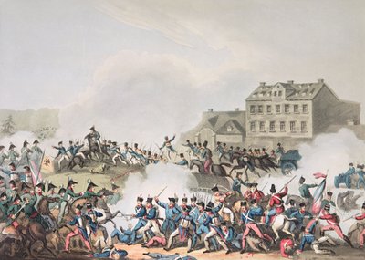 Bitva u Lipska (Lipsko), 19. října 1813: lept I. Clarke, akvatinováno M. Dubourgem (akvatinta) od William Heath