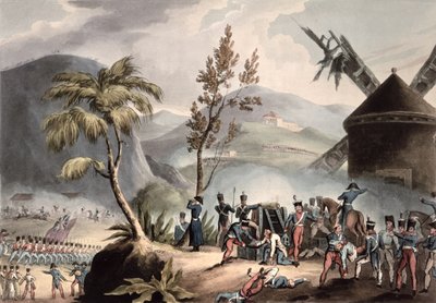 Bitva u Roleia, 17. srpna 1808, vyryl Thomas Sutherland (b.c.1785) (akvatinta) od William Heath