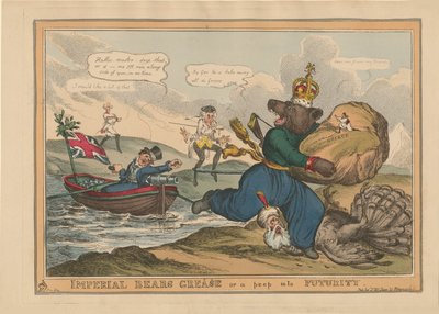 Imperial Bears Grease Řecko aneb nahlédnutí do budoucnosti. Karikatura o rusko-turecké válce, 1828. od William Heath