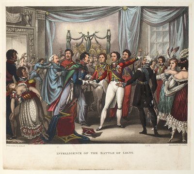 Inteligence bitvy u Ligny, akvatinta J.C.Stadlera, nakl. od Tegga, duben 1818 (akvatinta) od William Heath