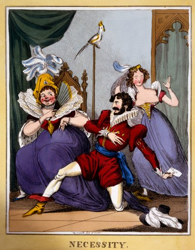 Nutnost, cca 1818 (ručně kolorovaná rytina) od William Heath