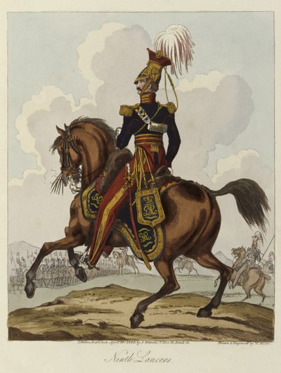 Devátí husaři, 1820 (barevná akvatinta) od William Heath