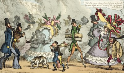 Puff, Puff, It is an Age of Puffing, Puff, Puff, Puff, vydáno v září 1827 Thomasem McLeanem, Londýn (kolorovaný lept) od William Heath