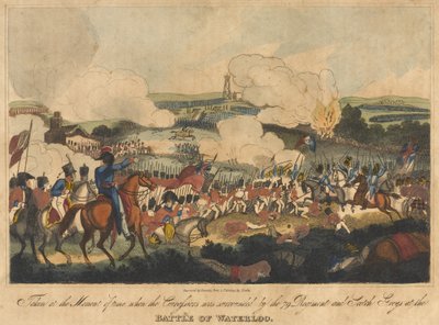 Pořízeno v době, kdy byli kyrysníci obklíčeni 79. plukem a skotskými šedými v bitvě u Waterloo, 18. června 1815, vyryl Romney a vydal Richard Evans, 1816 (spol. od William Heath