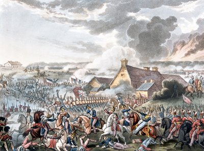 Bitva u Waterloo, ilustrace k narativní básni Dr. Syntaxe, vydaná 1818 (barevná akvatinta) od William Heath