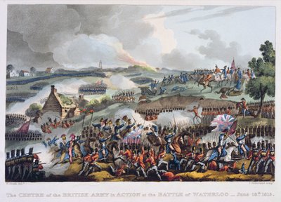 Střed britské armády v akci v bitvě u Waterloo, 18. června 1815, z 