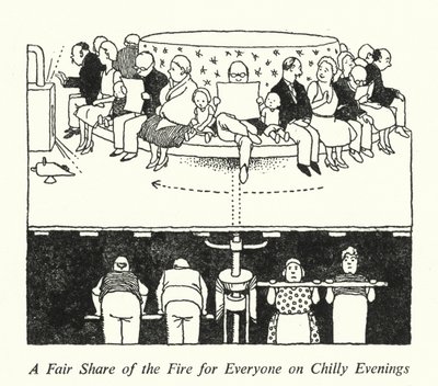 Spravedlivý podíl ohně pro každého za chladných večerů (litho) od William Heath Robinson