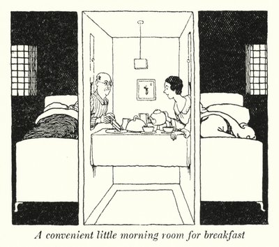 Pohodlná malá ranní místnost na snídani (litho) od William Heath Robinson