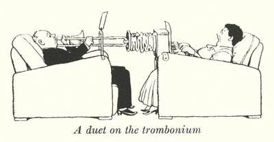 Duet na trombonium (litho) od William Heath Robinson