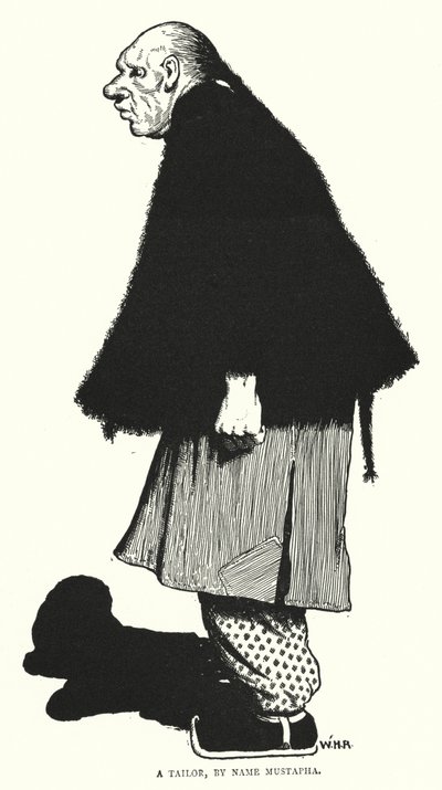 Krejčí, jménem Mustapha (rytina) od William Heath Robinson