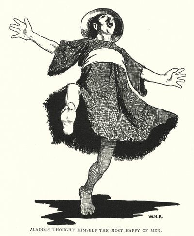 Aladdin se považoval za nejšťastnějšího z mužů (rytina) od William Heath Robinson