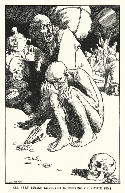 Všichni velmi pilně zaměstnáni při hledání rustie kolíků (litho) od William Heath Robinson