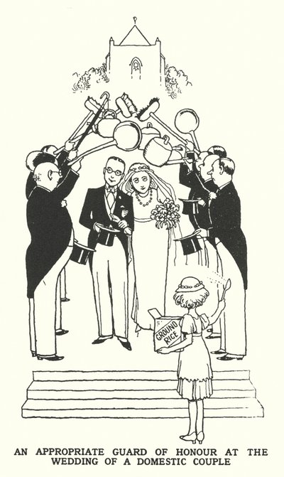 Vhodná čestná stráž na svatbě domácího páru (litho) od William Heath Robinson