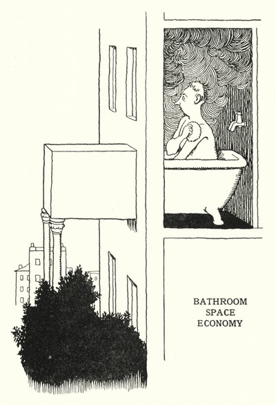 Koupelna Space Economy (litho) od William Heath Robinson