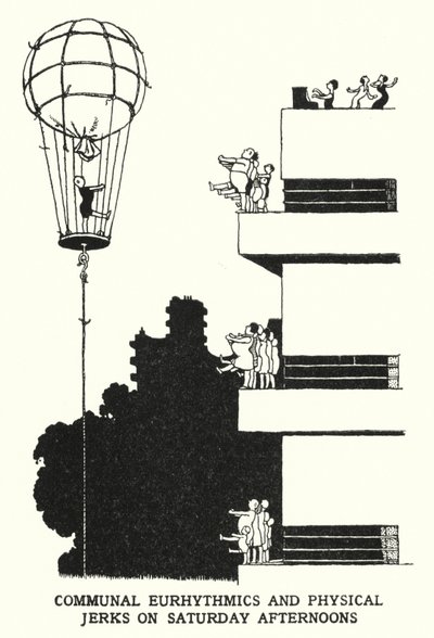 Komunální eurytmici a fyzické trháky v sobotu odpoledne (litho) od William Heath Robinson