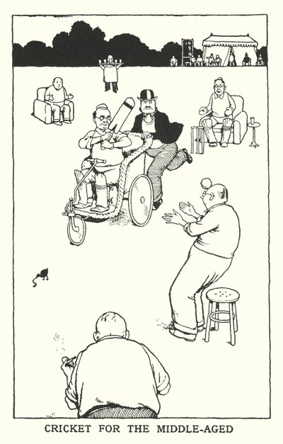 Kriket pro střední věk (litho) od William Heath Robinson