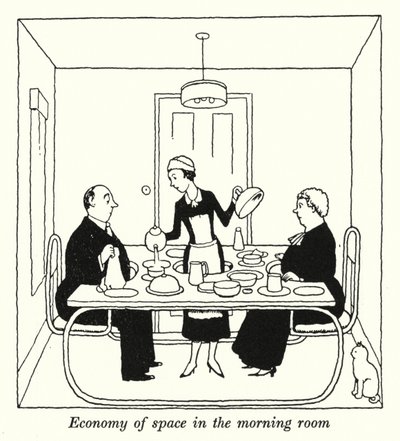 Úspora místa v ranní místnosti (litho) od William Heath Robinson